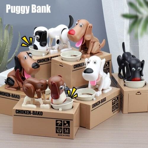 Little Dog Puggy Bank Battery Powered Robotic Coin Munching Toy Money Box Saving Money Coin Bank for Kids UD88