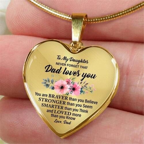 To My Daughter Pendant Necklace YOU ARE BRAVER THAN YOU BELIEVE STRONGER THAN YOU SEEM SMARTER THAN YOU THINK Jewelry gift