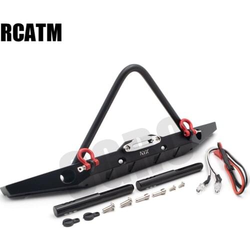 RC Model Metal Front Bumper With LED Light For 1/10 RC Crawler Car Traxxas TRX4 Defender Axial Scx10 II 90046