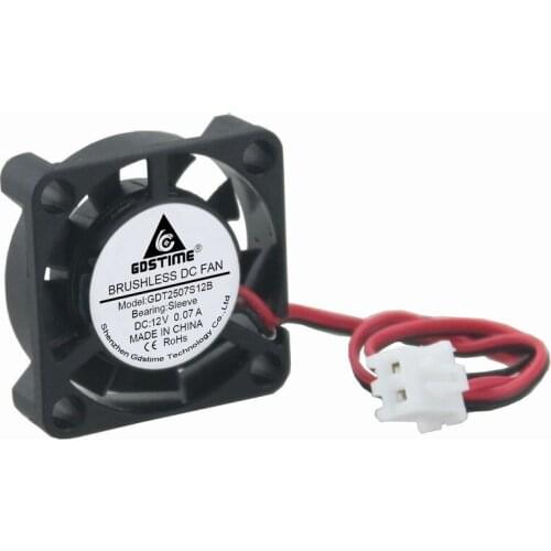 5 pcs Gdstime 25x25x7mm Mini Cooling Fan Brushless DC 12V 2Pin XH2.54 25mm x 7mm 2507