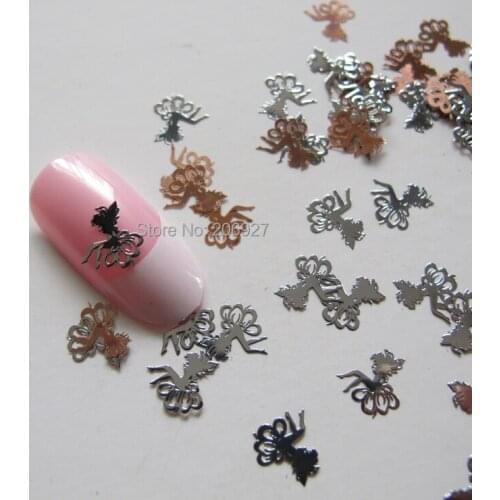 MS184-1 100pcs Silver Cute Fairy Metal Sticker Nail Art Metal Sticker Nail Art Decoration Non-adhesive Sticker