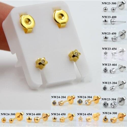 Fashion Pair Star Round Ball Full Moon Shaped Ear Piercing Stud Charming Jewelry Earring Pin For Piercing Gun Tool Kit Pair Pack