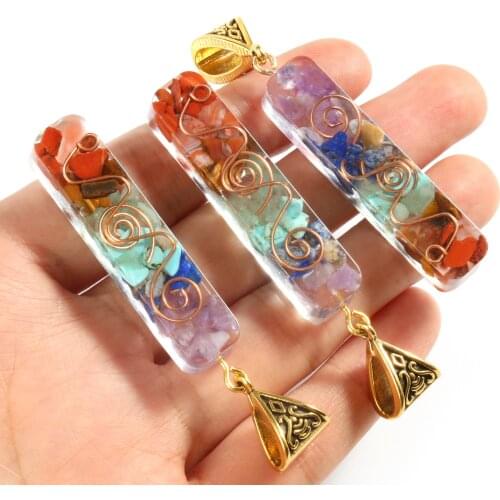 Natural Stone Retro Reiki Healing Colorful Chips Chakra Orgone Energy Pendant Necklace Pendulum Amulet Orgonite Crystal 1pcs/lot