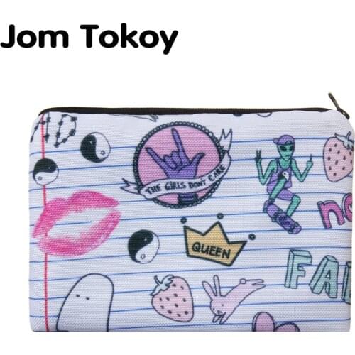 Jom Tokoy Simple Square Cosmetic Bags 3D Cartoon Printed Makeup Polyester Travell