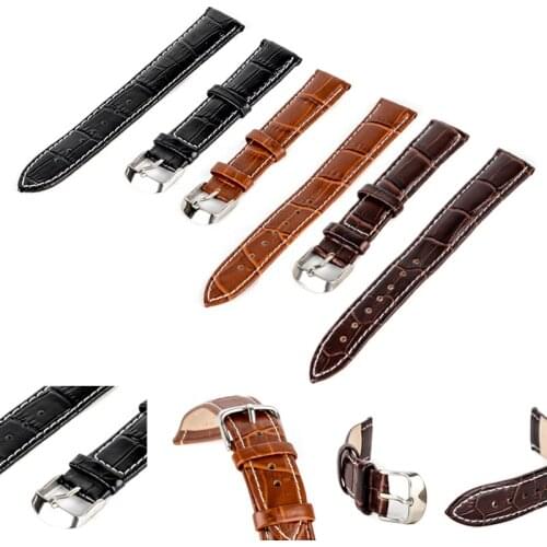 Black Brown Unisex Leather Watchband Steel Buckle Sport Wrist Watch Band Strap Belt Watch Accessories 18/20/22/24mm