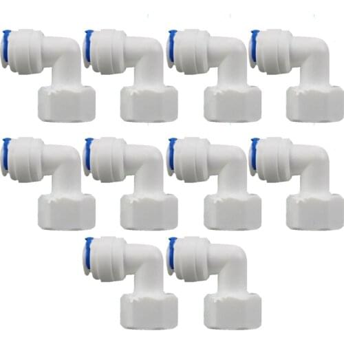 10 PCS 1/2" Internal thread to 3/8" elbow connector RO Water Fitting Tune Quick Connect Reverse Osmosis White fast connection