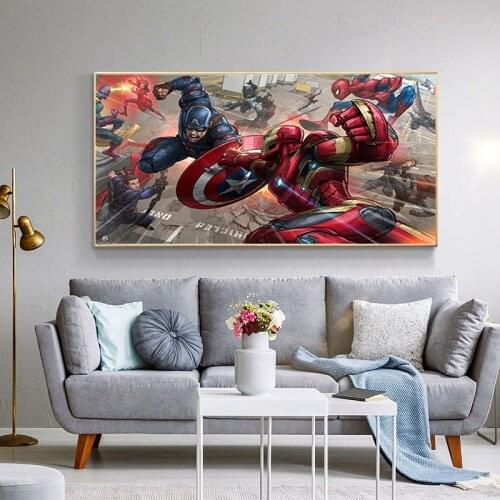 Modern Marvel Poster Print Superhero Avengers Comics Iron Man Bedroom Canvas Painting Art Wall Picture for Childs Room Decor