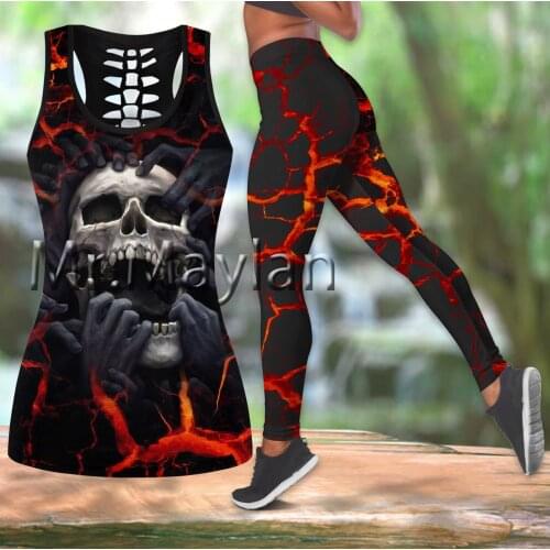 Amazing Skull Lava 3D Digital Printed Hollow Tanktop Women Sexy Vest Girls Fashion Kawaii Tank tops Clothes ropa mujer Drop ship
