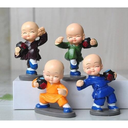 Kung Fu small monk decoration cartoon series ornaments car ornaments mini model Buddha home decorations cute small gifts