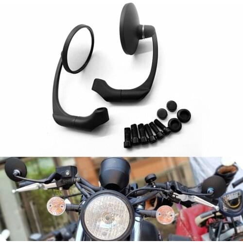 Universal Motorcycle Handlebar Rearview Mirror Round L Rod Rearview Mirror 10MM Reflector Mirror
