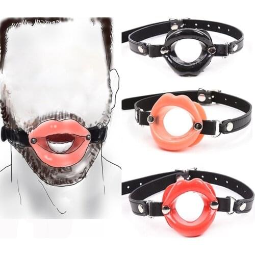 Adult Games Open Mouth Oral Sex Gag BDSM Bondage Restraints Silicone Lip Ball Mouth Gag Slave Muzzle Fetish Sex Toys for Men Gay