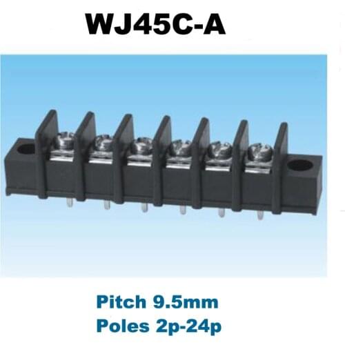 10/30/50pcs Barrier Terminal Blocks pitch 9.5mm Straight Pin 2P 3P 4P 5P 6P morsettiera connector with Screw hole 300V 25A 12AWG