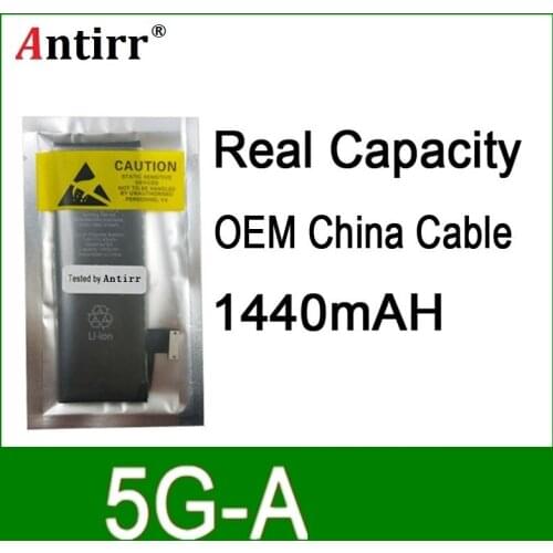 10pcs/lot Real Capacity China Protection board 1440mAh 3.7V Battery for iPhone 5G zero cycle replacement repair parts 5G-A