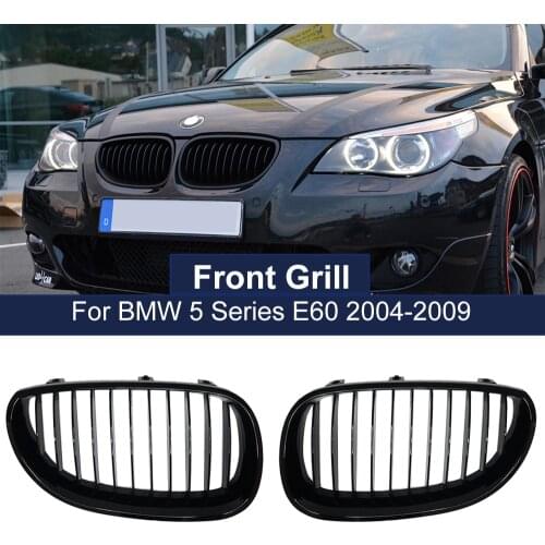 2PCS Front Kidney Racing Grille for BMW E60 E61 M5 Series 2003-2010 Single Line Modification Sport Grilles Hood Grill Car Stying
