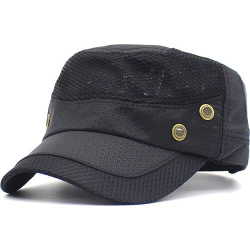2019 NEW Spring Summer Fast Dry Military Hats For Men Women Casual Flat Top Cap Black Hat Outdoor Sun Hat