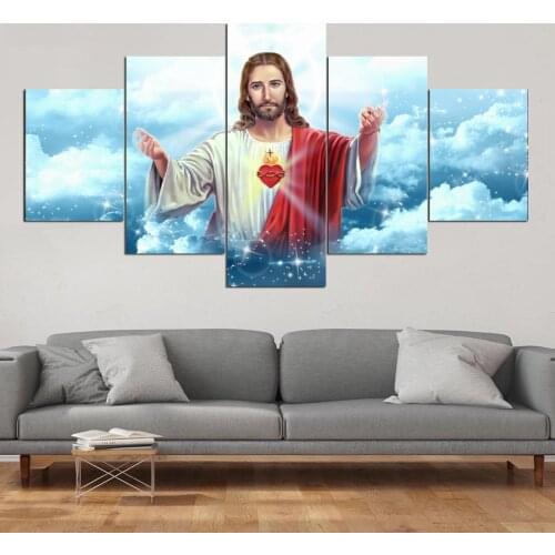 3-4-5 Pieces God Jesus Paradise Wall Art Paintings Picture Paiting Canvas Paints Printed Wall Art HD Painting