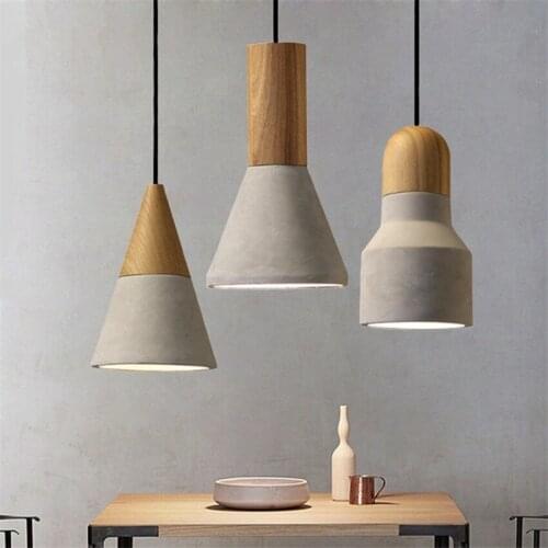 3 Models Nordic Creative Art Loft Lights industrial wind Cement Pendant Lights bar coffee shop restaurant Wood Pendant Lamps