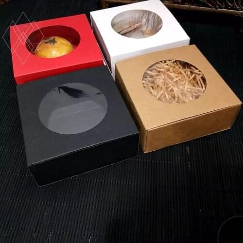 30pcs Kraft Paper Drawer Gift Boxes With Round Window Wedding Party Candy Box for Handmade Soap Craft Packaging Boxes