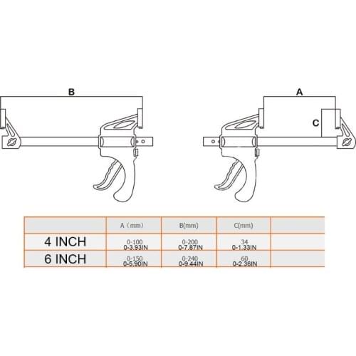 YYSD 5pcs/set 4/6 Inches Multifunctional F-shaped Fixed Clip Woodworking Metal Board Fast Clamps Spring Carpentry Handle Clamp
