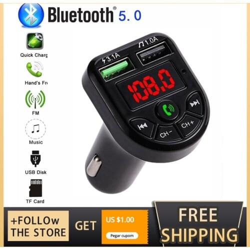 Car Bluetooth-compatible MP3 player Car receiver Hands-free mobile phone navigation call Dual USB fast charger
