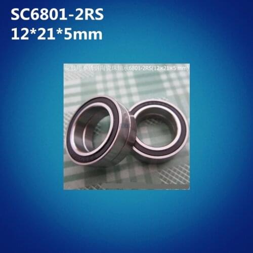 Free shipping 1pcs ABEC-7 S6801-2RS (12*21*5mm) Hybrid ceramic stainless steel deep groove ball bearing S6801 for fishing&bike
