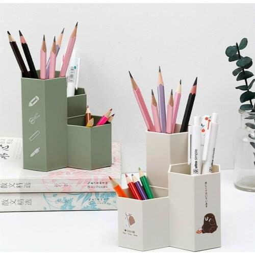 Colorful Home Office Hexagonal Pen Pencil Holder Cute Pen Storage Cosmetic Makeup Storage Box Drawer Desk Organizer Accessories