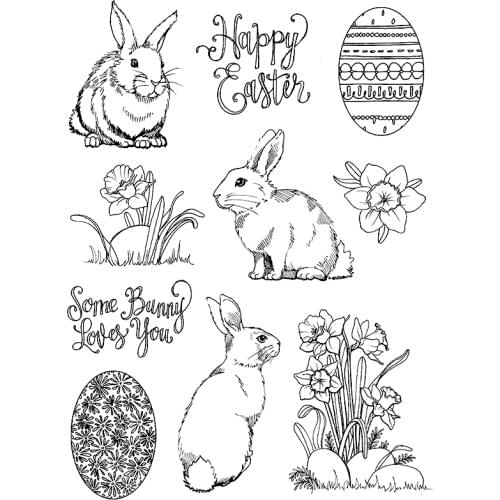 Daffodil Bunnies Transparent Clear Silicone Stamp/Seal for DIY scrapbooking/photo album Decorative clear stamp sheets FXL044