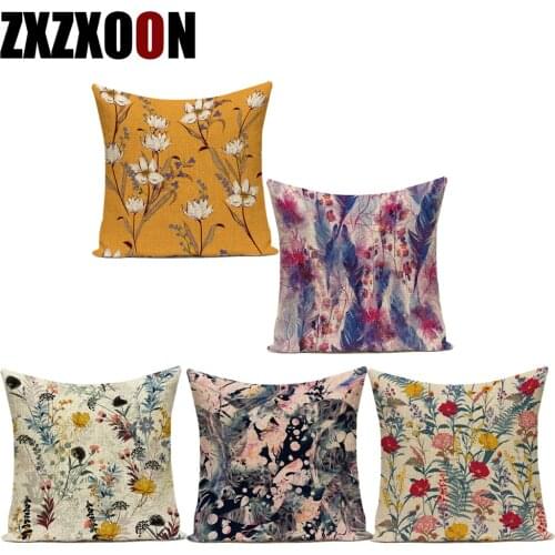 Polyester Decorative Throw Pillows Case Flowers Trees Leaf Animals Cushion Cover for Sofa Home Living Room Pillowcase