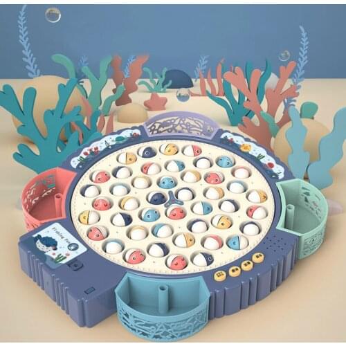 Kids Fishing Toys Electric Rotating Fishing Play Game Musical Fish Plate Set Magnetic Outdoor Sports Toys for Children Gifts