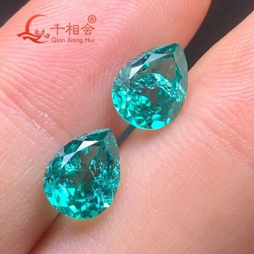 Pear shape natural cut Artificial green sappphire including minor cracks and inclusions corundum loose gem stone