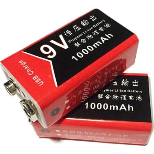 GTF 9V Micro USB 1000mah 500mah USB Rechargeable Battery 9V 6F22 Lithium ion Battery Cells for Guitar EQ Smoke Alarm Multimeter