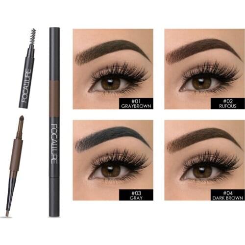 Eyebrow Pencil 3 in 1 Auto Waterproof Eye Makeup Brow Shades Brush Powder Tint No Tone Long Lasting Eyebrow Pencil
