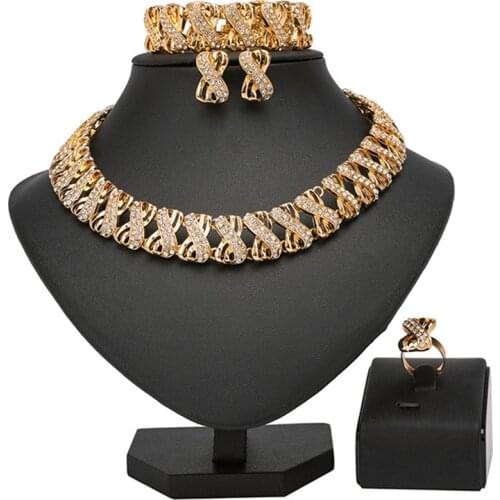 Longqu 2020 Dubai Gold designer Jewelry Set wholesale Nigerian Wedding woman accessories jewelry set Fashion African Jewelry Set
