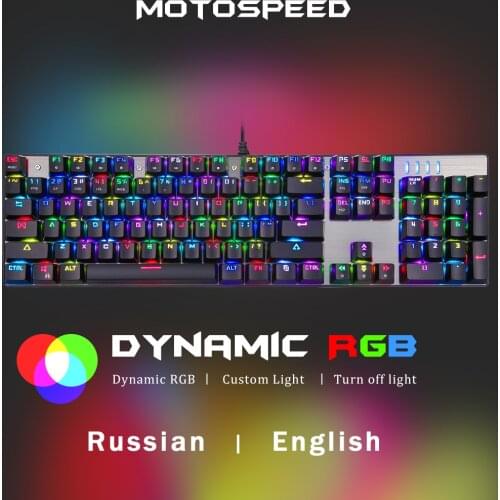 Motospeed Gaming Mechanical Keyboard USB Wired 104 keys RGB Backlit RGB Keyboards Gamer For Tablet Desktop Russian with light