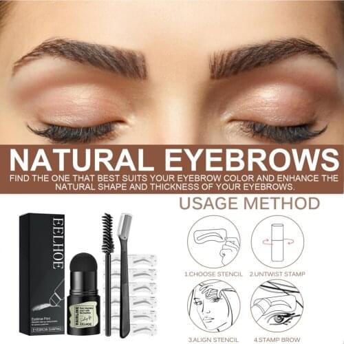 New Eyebrow Print Set One Step Brow Stamp Shaping Definer Powder With Brush Makeup Kit Waterproof Brows Shadow Cosmetic Tools