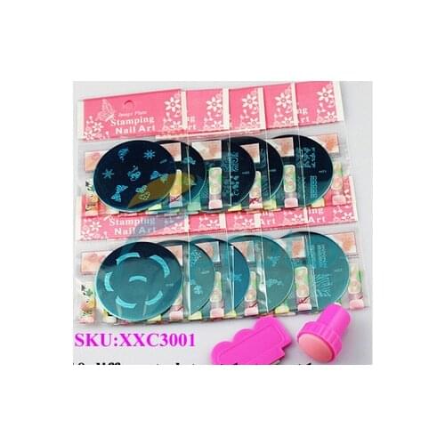 Nail Art Templates Set 10 Plates Manicure Flower Style Stainless Nail Art Stamping + DIY Stamper + 1 Scraper Beauty