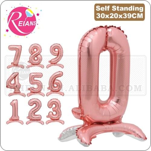 16 inch standing Figures Foil Rose Gold Number Balloon Air Inflatable Balls Birthday Party Decoration Kids Wedding Balloon