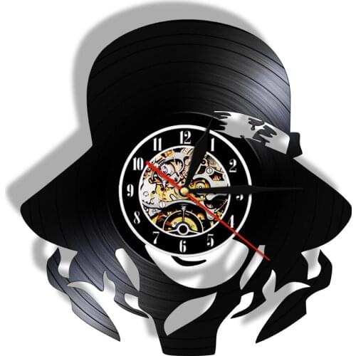 Beautiful Girl Ornament in Hat Vinyl Record Wall Clock Fashion Lady Wall Clock Home Decor Vintage Wall Art