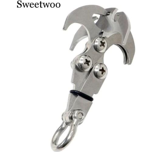 Stainless Steel Survival Folding Grappling Hook Multifunctional Outdoor Climbing Claw Carabiner Travel Rescue Tool Climbing Tool