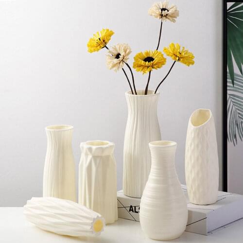 Nordic Flower Vase Decoration Home Plastic Vase Imitation Ceramic Flower Pot Flower Arrangement for Living Room Home Decoration