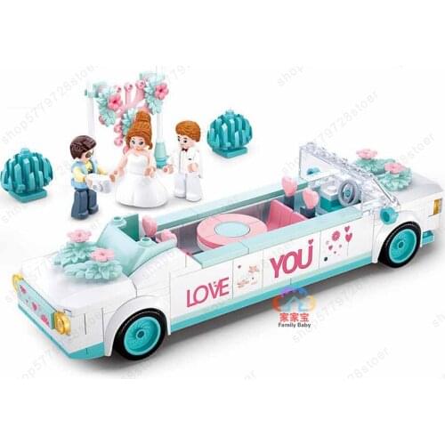 New SLuban Dream Wedding Series Wedding Car Gifts Set Sail for Happiness For Dear Couple Gifts Assemble Building Blocks For Gift