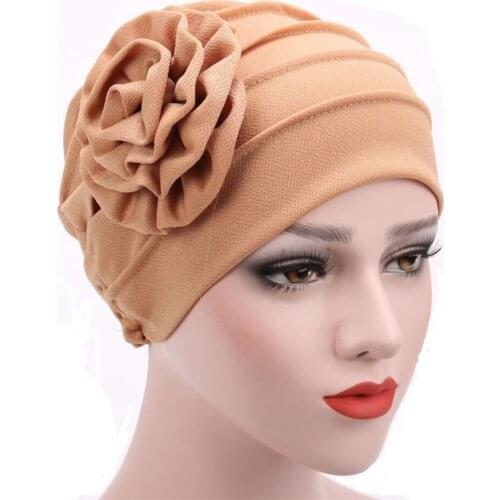 Solid Head Beanie Ladies Fashion Flower Muslim Hat Women Hat Winter Headwear India Hat Female Moon Chemo Hats