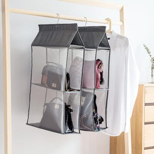 Hang Wall Hung Bag To Receive Bag Wardrobe Hanging Up Bag Multi-layer Fabric Dustproof Storage Shelves Hanging Organizer