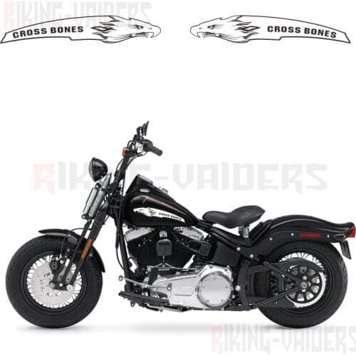 Custom Eagle Head Decal Fairing Stickers Saddlebag Vinyl Decals For Harley Softail FLSTSB Cross Bones