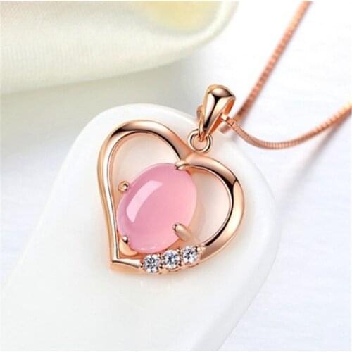 Romantic Pendant Chain Crystal Heart Necklace Womens Girls Jewellery