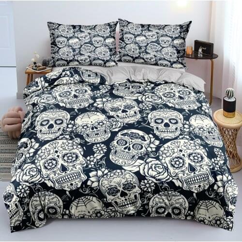 3D Gray Custom Design Beddings Comforter Cover Sets Pillowcovers Sets Twin King Queen Full Double Single Size Skull Bed Linens
