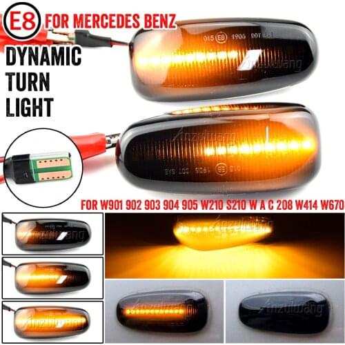 2PCS Led Dynamic Side Marker Turn Signal Indicator Light Sequential Blinker fit For Mercedes BENZ W210 W202 W208 R170 Vito W638