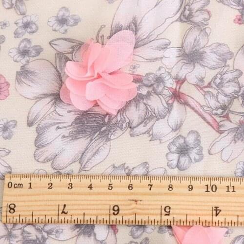 Fabric 3D flower embroidered chiffon for Handmade Sewing Material DIY craft skirt dress party wedding birthday decroation Wh