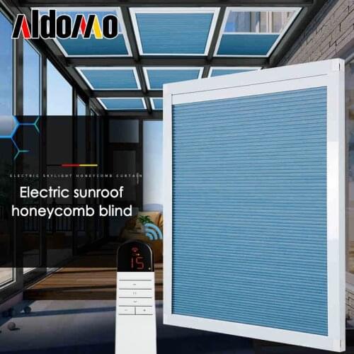 ALDOMO Smart motorized blinds sunscreen skylight honeycomb blinds for glass house ceiling shading heat insulation custom size