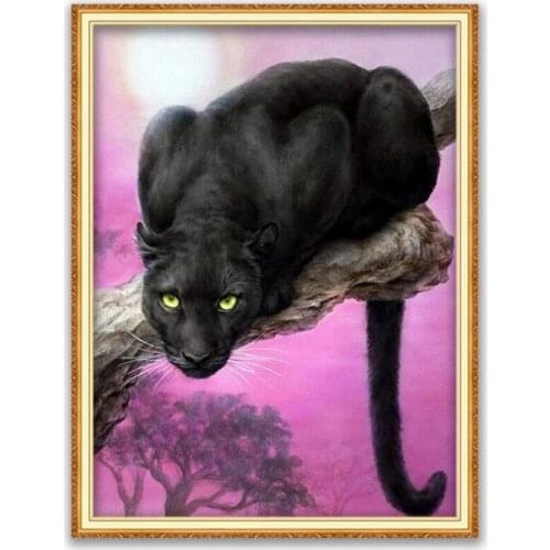 Animal Black Panther DIY Embroidery Cross Stitch 11CT Kits Craft Needlework Set Printed Canvas Cotton Thread Decoration For Room